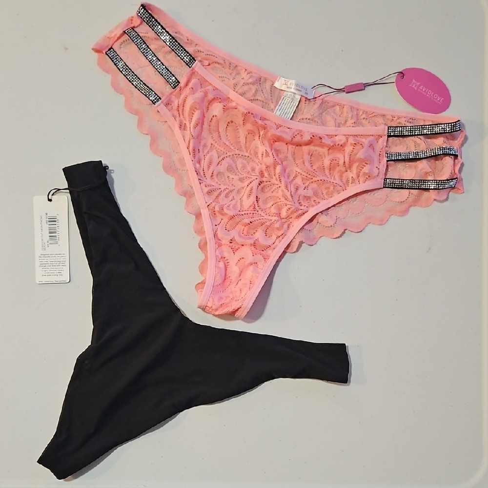 Pink and Black Seamless Lace Panties